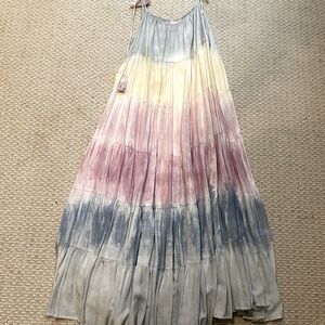 Maxi sundress- pale blue, light yellow, and pink- very feminine- size m